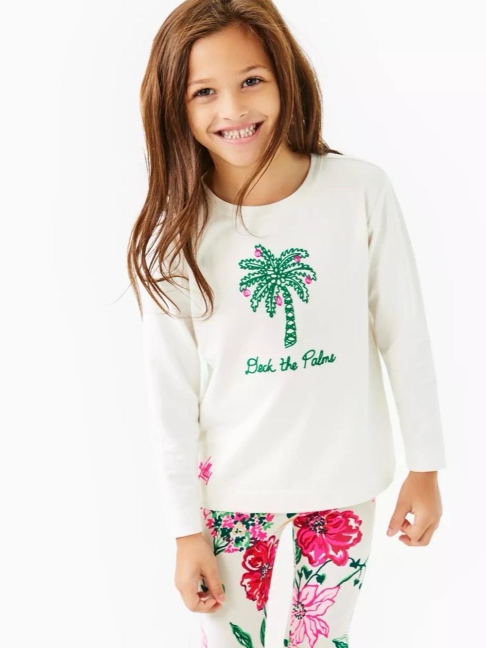 NWT LILLY PULITZER GIRLS MINI BALLAD SWEATSHIRT Deck The Palms- Sz Medium 6-7 yr